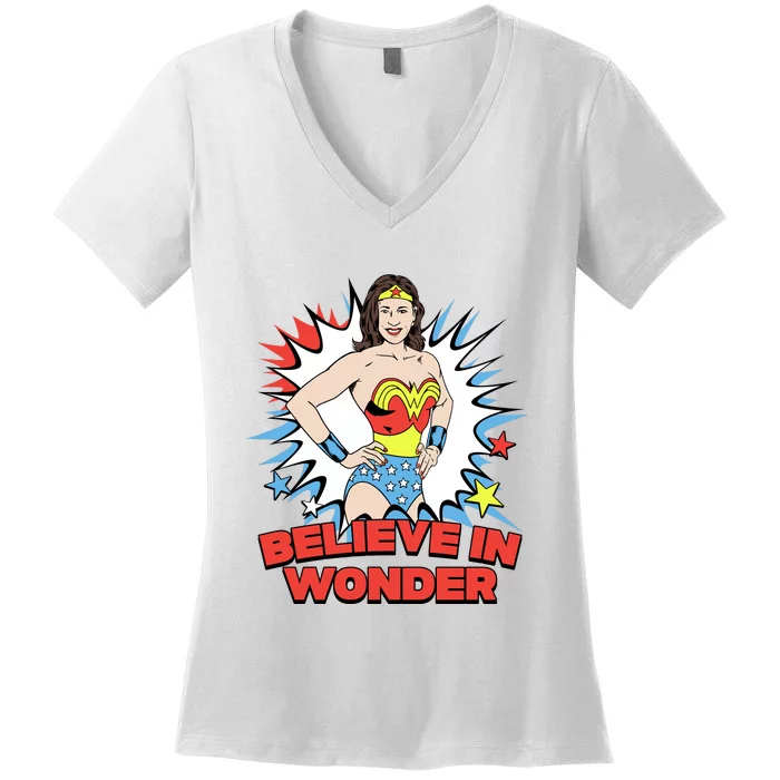 Believe In Wonder Kamala Harris 2024 Women's V-Neck T-Shirt