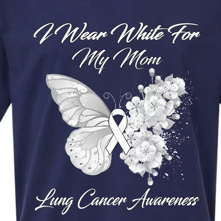 Butterfly I Wear White For My Mom Lung Cancer Awareness Sueded Cloud Jersey T-Shirt