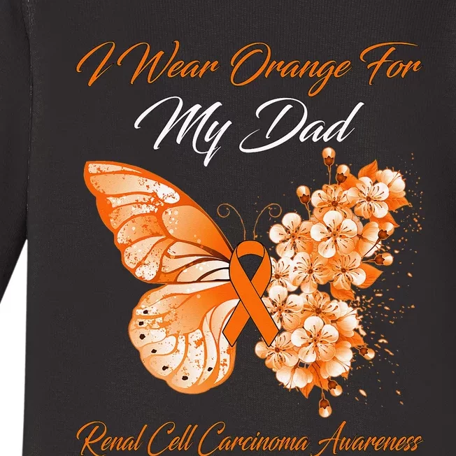 Butterfly I Wear Orange For My Dad Renal Cell Carcinoma Baby Long Sleeve Bodysuit