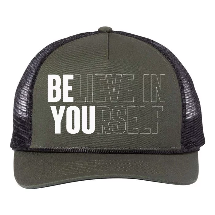 Believe In Yourself Motivational Quote Inspiration Positive Retro Rope Trucker Hat Cap