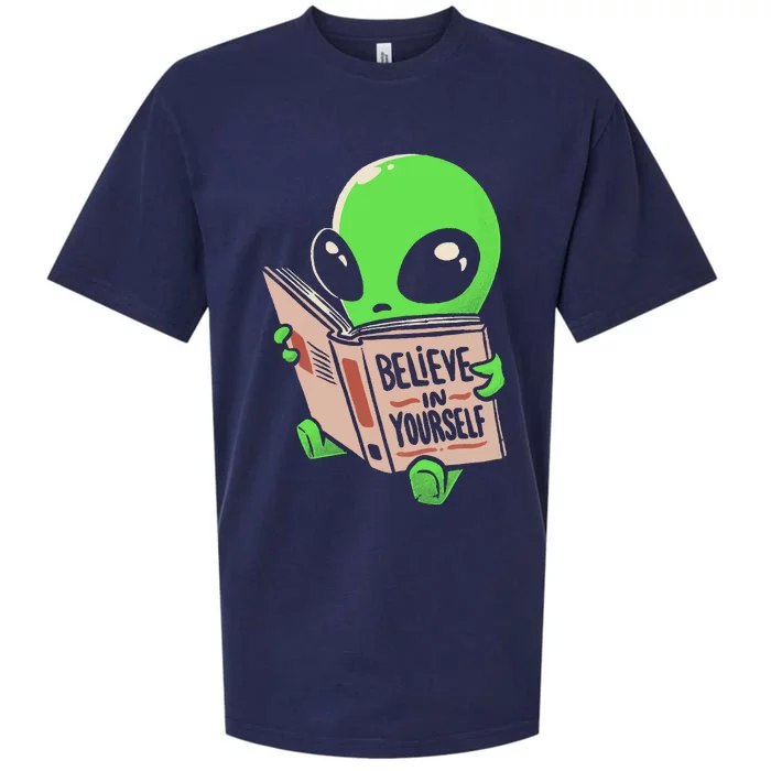 Believe In Yourself Funny Book Alien Sueded Cloud Jersey T-Shirt