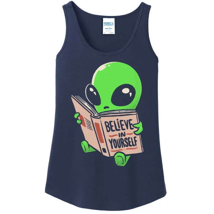 Believe In Yourself Funny Book Alien Ladies Essential Tank