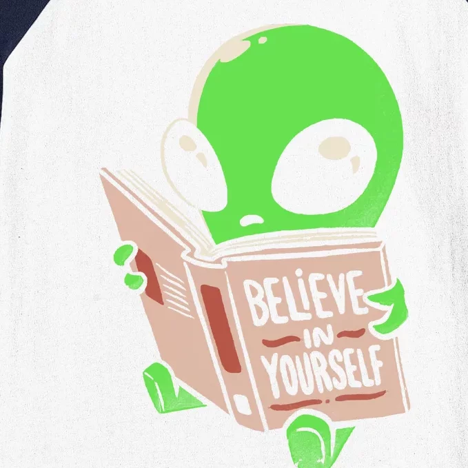 Believe In Yourself Funny Book Alien Baseball Sleeve Shirt