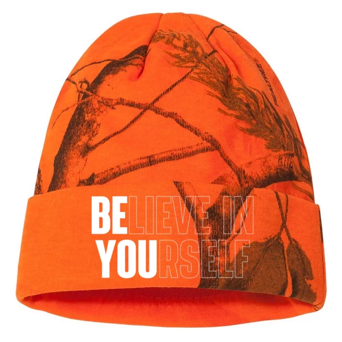 Believe In Yourself Motivational Quote Inspiration Positive Kati - 12in Camo Beanie