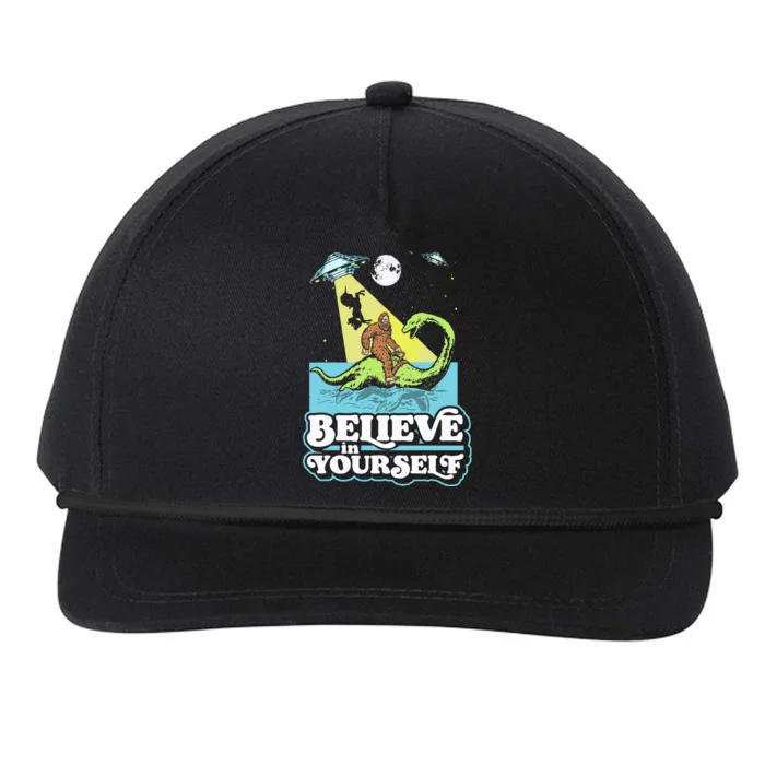 Believe In Yourself Funny Bigfoot Nessie Ufo Alien Unicorns Snapback Five-Panel Rope Hat