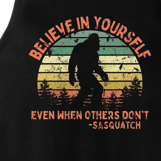 Believe In Yourself Sasquatch Funny Motivational Bigfoot Ladies Tri-Blend Wicking Tank