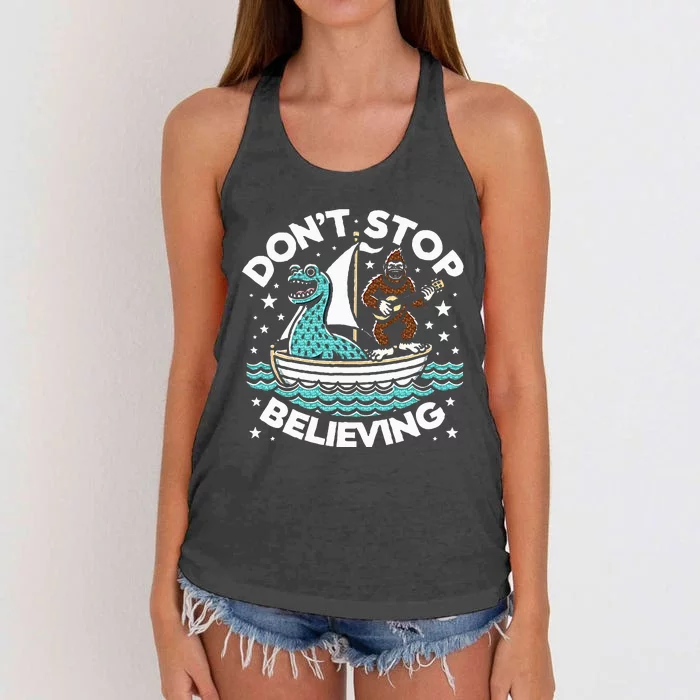 Believe In Yourself & Mythical Creatures Bigfoot Loch Ness Women's Knotted Racerback Tank