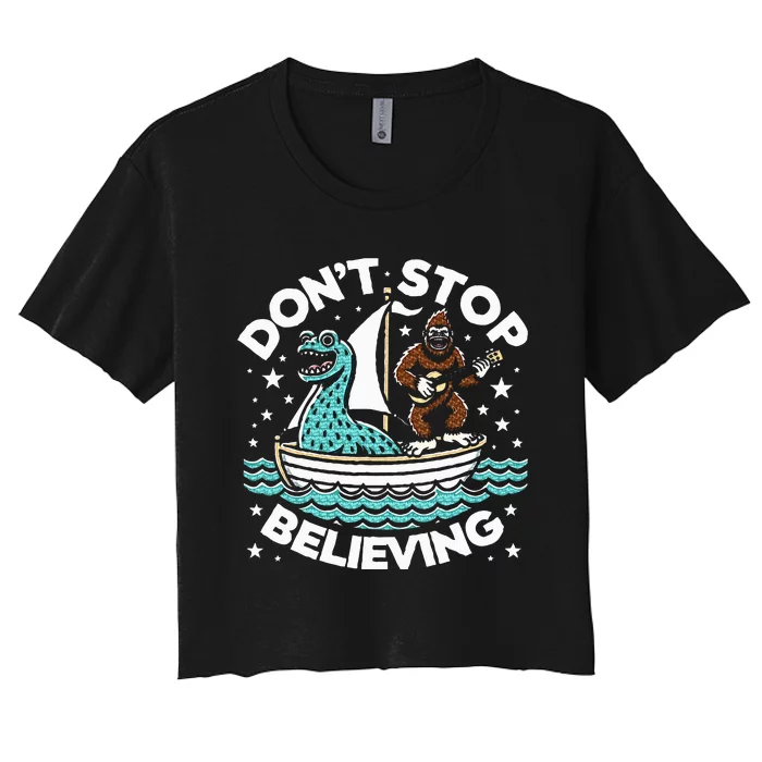 Believe In Yourself & Mythical Creatures Bigfoot Loch Ness Women's Crop Top Tee