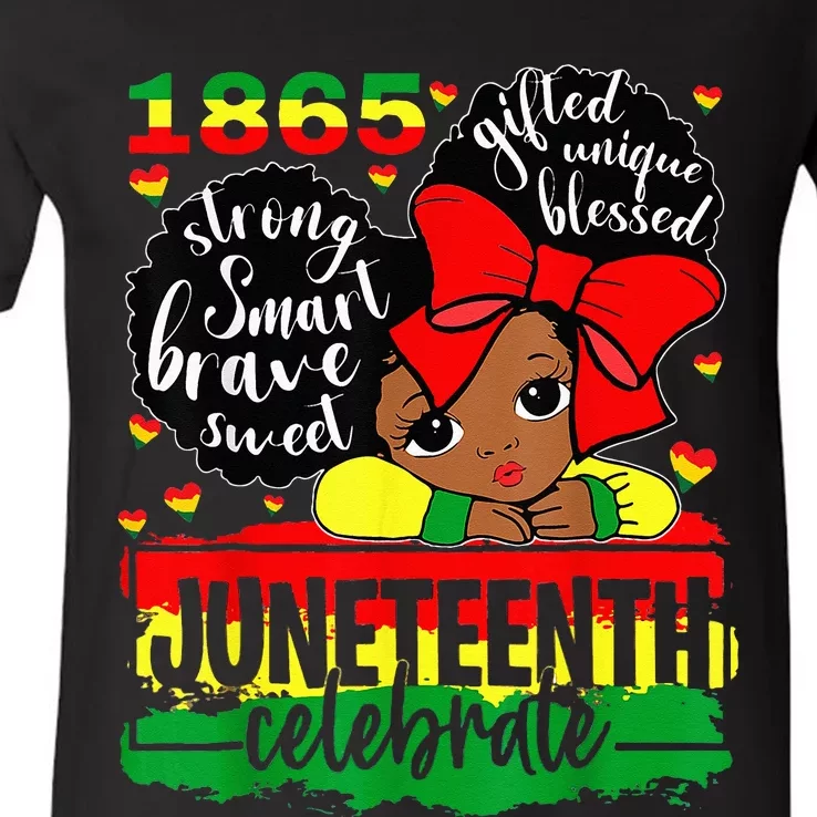 Black Juneteenth 1865 Celebrate Indepedence Day V-Neck T-Shirt