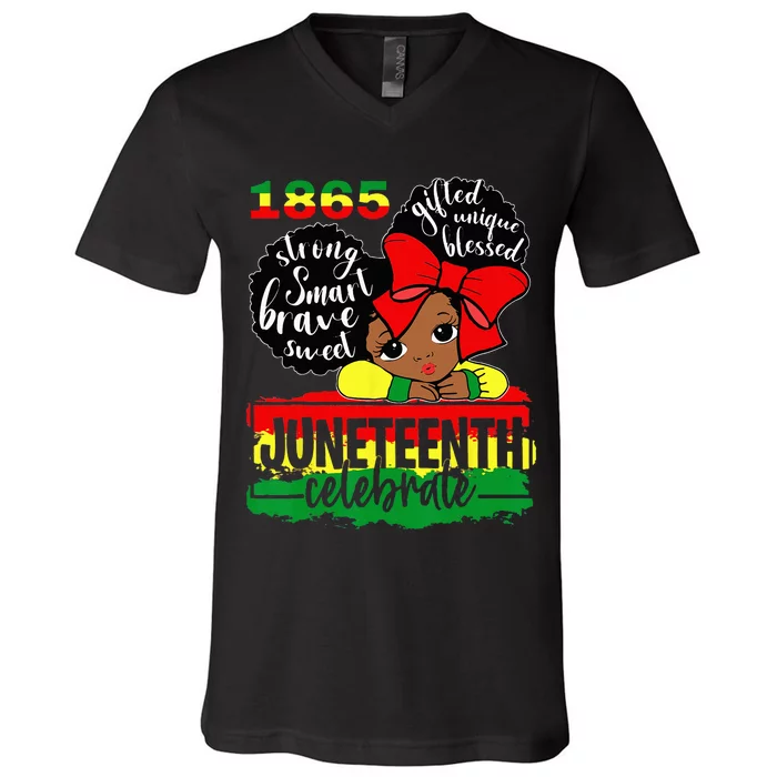 Black Juneteenth 1865 Celebrate Indepedence Day V-Neck T-Shirt