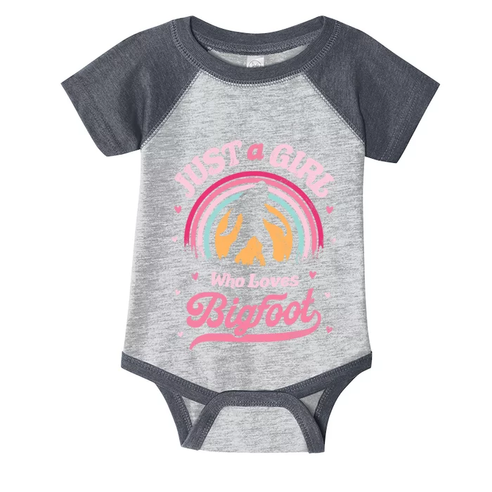 Bigfoot Just A Girl Who Loves Sasquatch Funny Retro Vintage Infant Baby Jersey Bodysuit