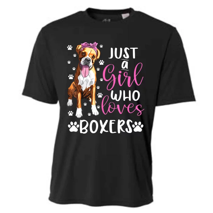 Boxer Just A Girl Who Loves Boxers Dogs Lover Girls Gift Cooling Performance Crew T-Shirt