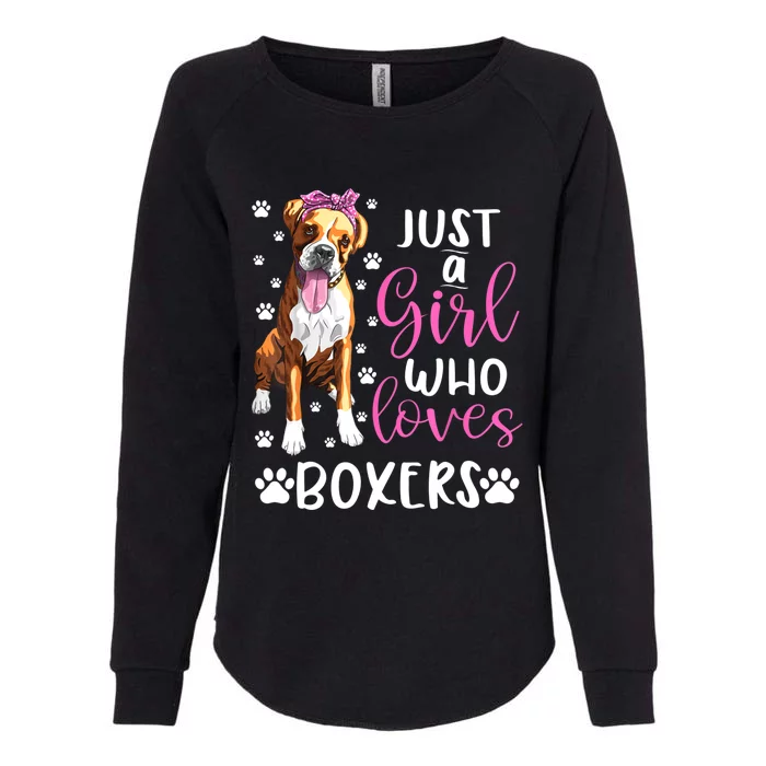 Boxer Just A Girl Who Loves Boxers Dogs Lover Girls Gift Womens California Wash Sweatshirt