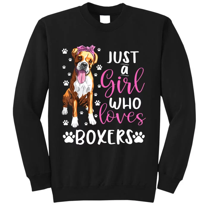 Boxer Just A Girl Who Loves Boxers Dogs Lover Girls Gift Tall Sweatshirt