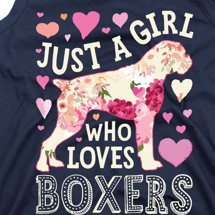 Boxer Just A Girl Who Loves Boxers Dog Flower Women Floral Tank Top