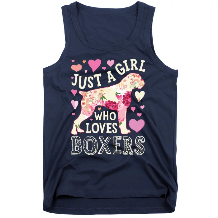 Boxer Just A Girl Who Loves Boxers Dog Flower Women Floral Tank Top