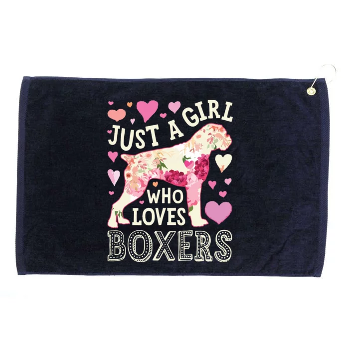 Boxer Just A Girl Who Loves Boxers Dog Flower Women Floral Grommeted Golf Towel