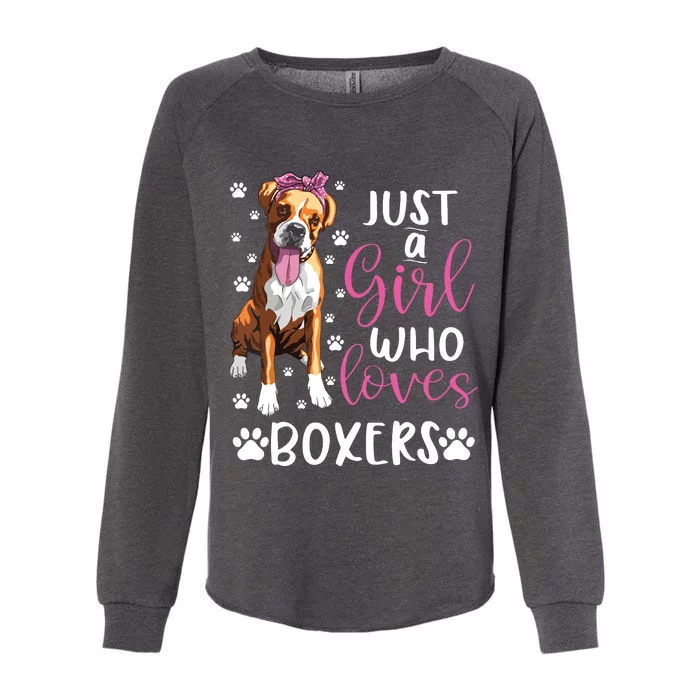 Boxer Just A Girl Who Loves Boxers Dogs Lover Girl Gift Womens California Wash Sweatshirt