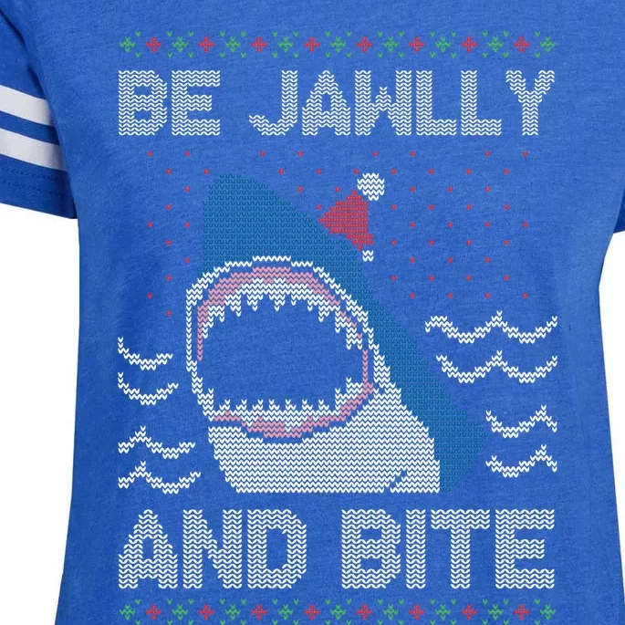 Be Jawlly and Bite Santa Shark Funny Ugly Christmas Sweater Enza Ladies Jersey Football T-Shirt