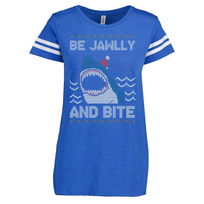 Be Jawlly and Bite Santa Shark Funny Ugly Christmas Sweater Enza Ladies Jersey Football T-Shirt