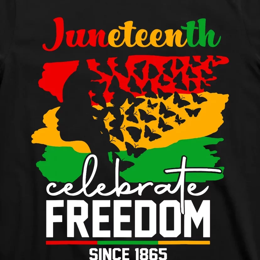 Butterfly Juneteenth African Pride Afro Black Women T-Shirt