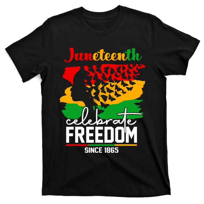 Butterfly Juneteenth African Pride Afro Black Women T-Shirt