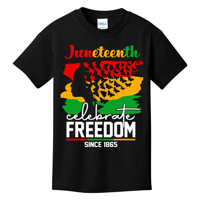 Butterfly Juneteenth African Pride Afro Black Women Kids T-Shirt