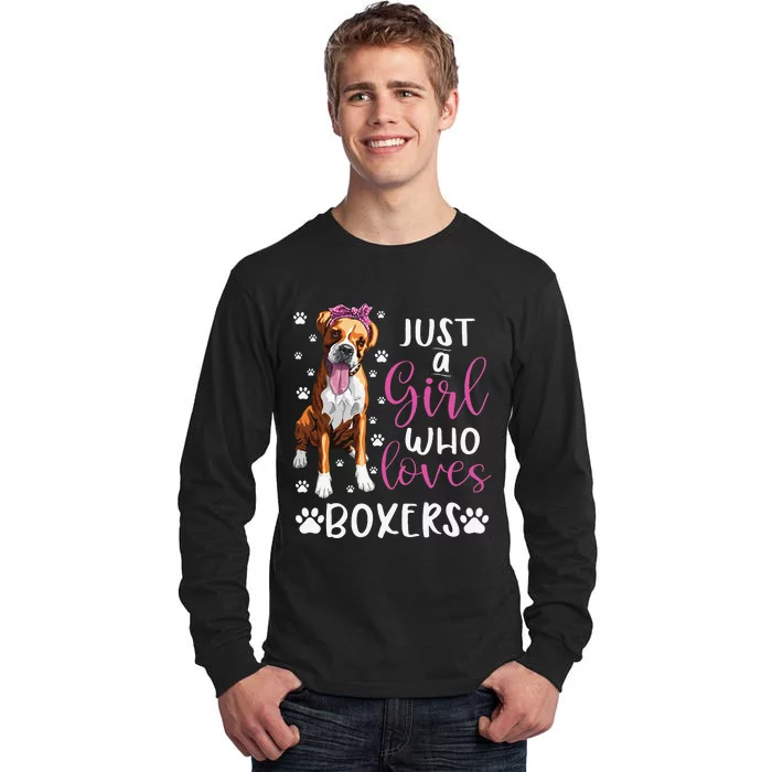 Boxer Just A Who Loves Boxers Dogs Lover Gift Tall Long Sleeve T-Shirt