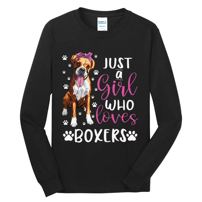 Boxer Just A Who Loves Boxers Dogs Lover Gift Tall Long Sleeve T-Shirt