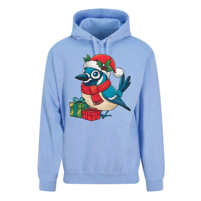 Blue Jay Bird Lover Xmas Party Santa Hat Blue Jay Christmas Unisex Surf Hoodie