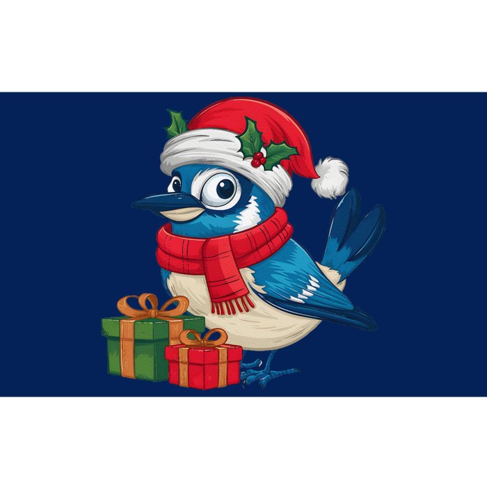 Blue Jay Bird Lover Xmas Holiday Santa Blue Jay Christmas Bumper Sticker