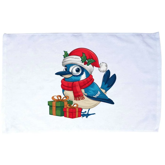 Blue Jay Bird Lover Xmas Holiday Santa Blue Jay Christmas Microfiber Hand Towel