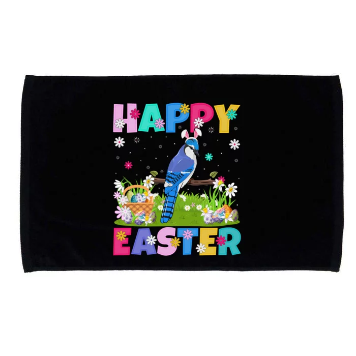 Blue Jay Bird Happy Easter Bunny Blue Jay Easter Sunday Meaningful Gift Microfiber Hand Towel