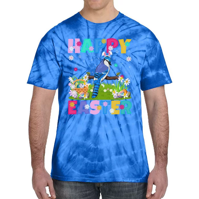 Blue Jay Bird Happy Easter Bunny Blue Jay Easter Sunday Meaningful Gift Tie-Dye T-Shirt