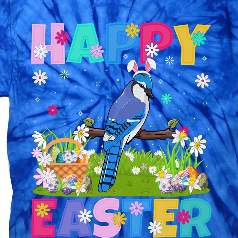 Blue Jay Bird Happy Easter Bunny Blue Jay Easter Sunday Meaningful Gift Tie-Dye T-Shirt