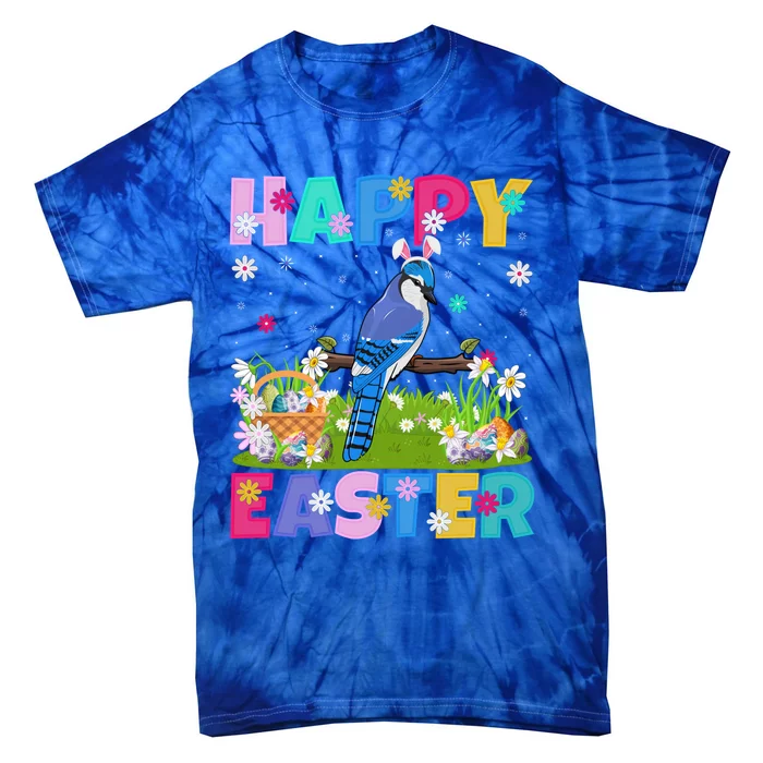 Blue Jay Bird Happy Easter Bunny Blue Jay Easter Sunday Meaningful Gift Tie-Dye T-Shirt