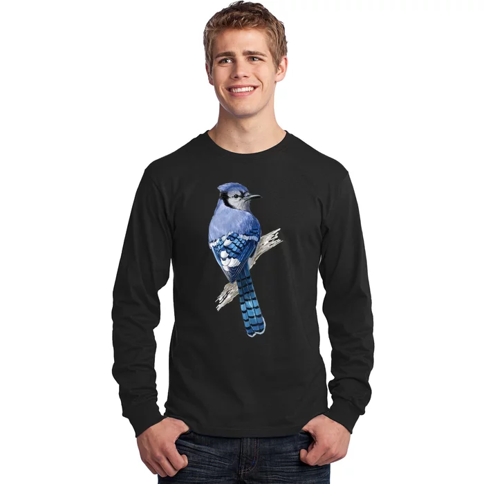 Blue Jay Bird Long Sleeve Shirt