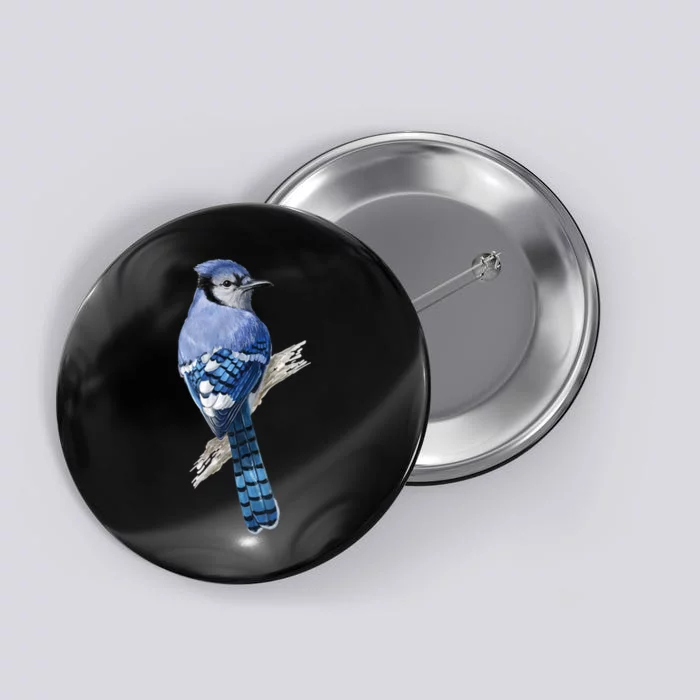 Blue Jay Bird Button