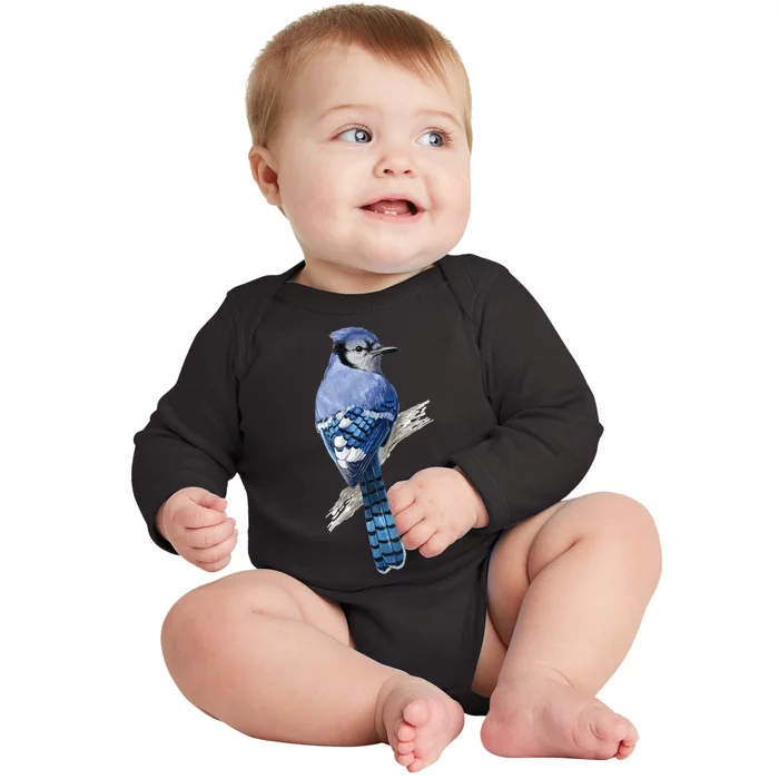 Blue Jay Bird Baby Long Sleeve Bodysuit