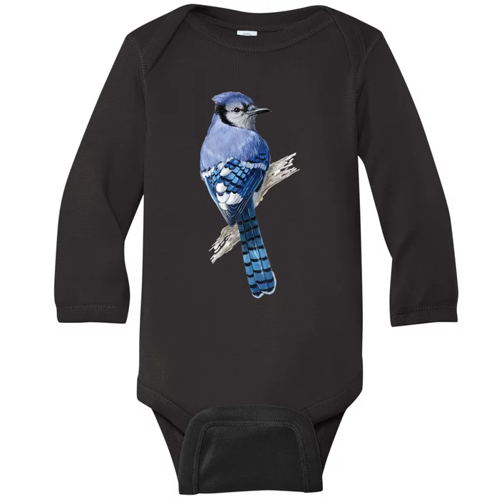 Blue Jay Bird Baby Long Sleeve Bodysuit