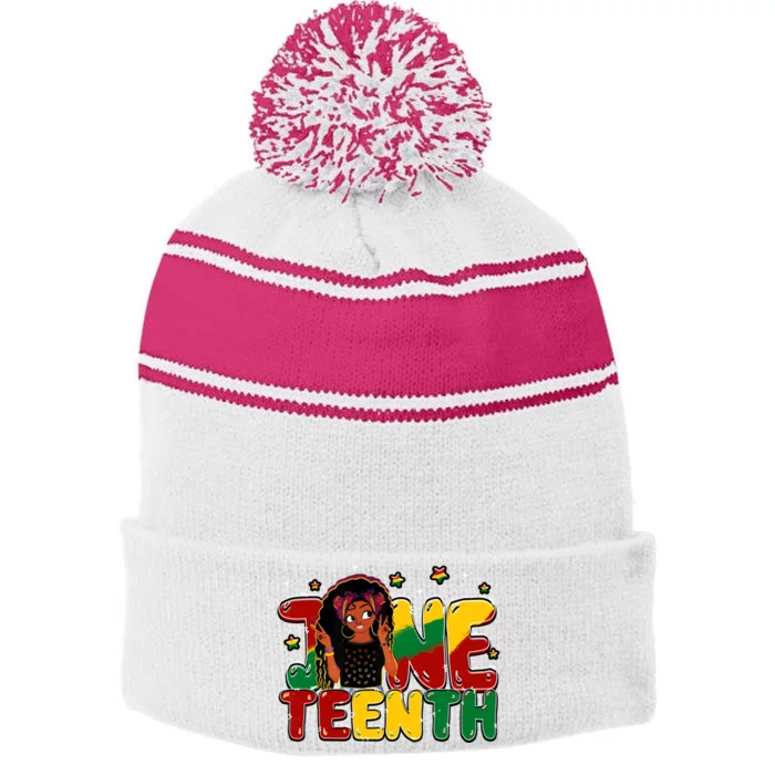 Black Juneteenth Black History African Freedom Day Meaningful Gift Stripe Pom Pom Beanie