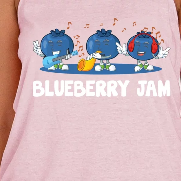 Blueberry Jam Blueberries Partying Funny Blueberry Lover Gift Women's Knotted Racerback Tank