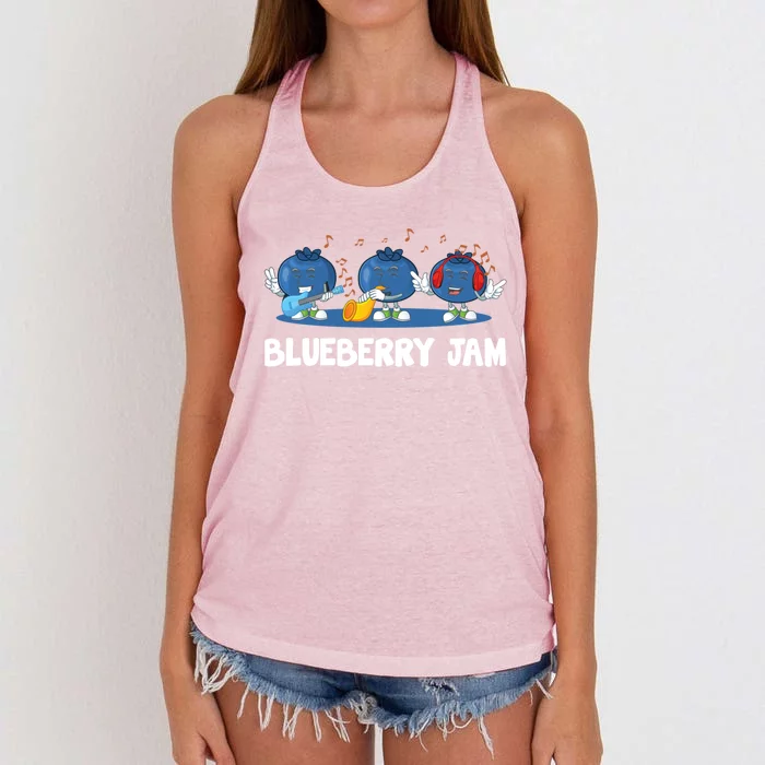 Blueberry Jam Blueberries Partying Funny Blueberry Lover Gift Women's Knotted Racerback Tank