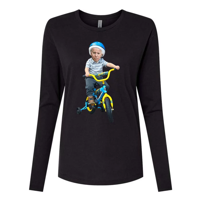 Baby Joe Biden On Tricycle Womens Cotton Relaxed Long Sleeve T-Shirt