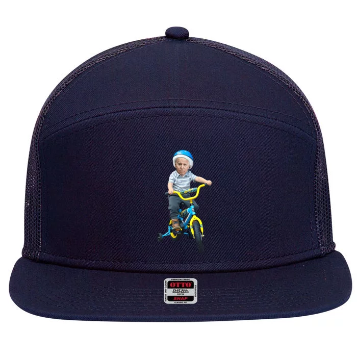 Baby Joe Biden On Tricycle 7 Panel Mesh Trucker Snapback Hat