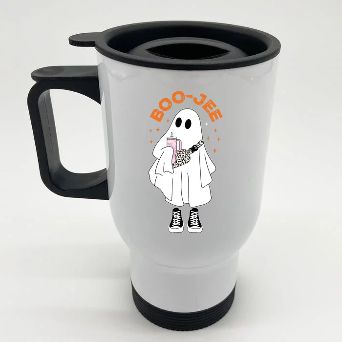 Boo Jee Boujee Funny Halloween Cute Boo Ghost Spooky Costume Front & Back Stainless Steel Travel Mug