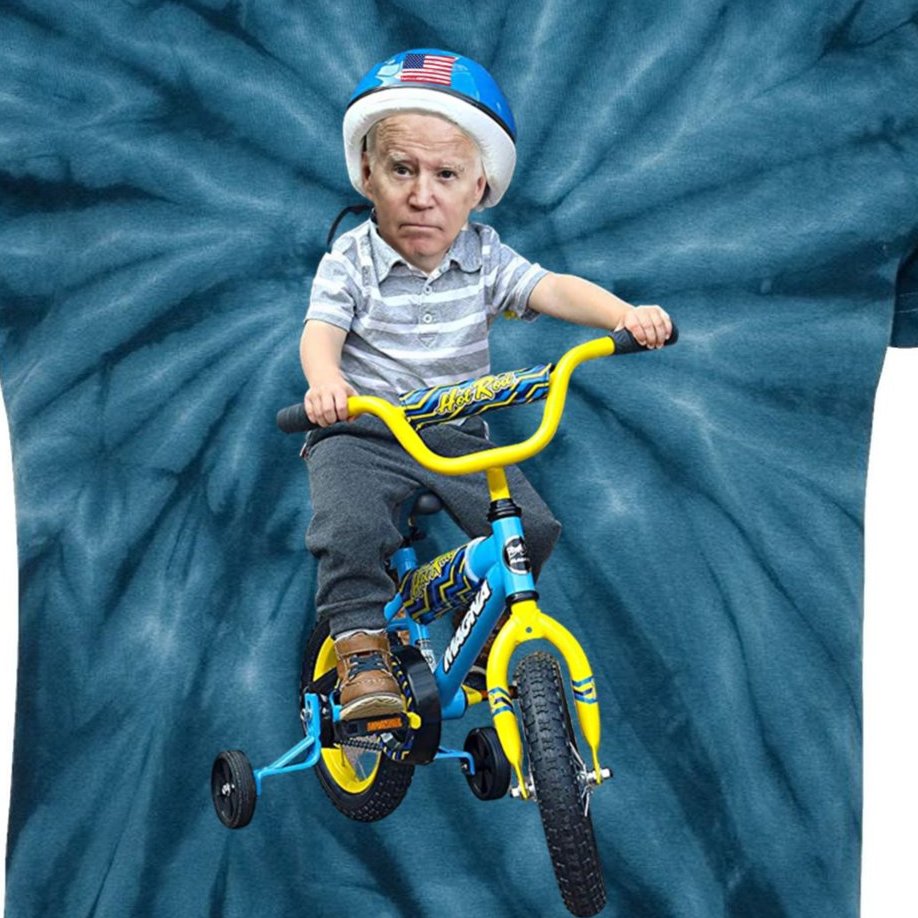 Baby Joe Biden On Tricycle Funny Joe Biden Bike Kids Tie-Dye T-Shirt