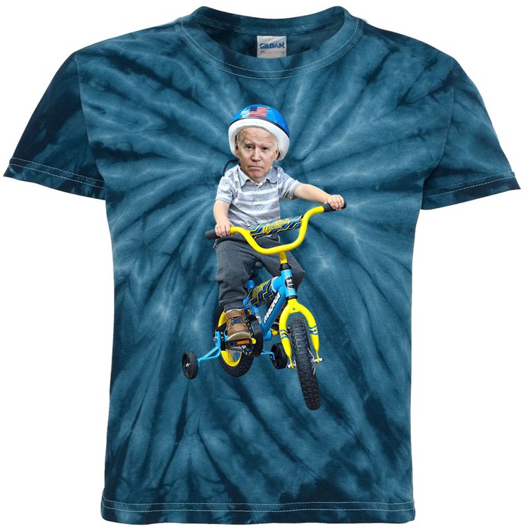 Baby Joe Biden On Tricycle Funny Joe Biden Bike Kids Tie-Dye T-Shirt
