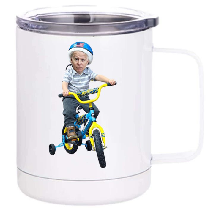 Baby Joe Biden On Tricycle Funny Joe Biden Bike Front & Back 12oz Stainless Steel Tumbler Cup