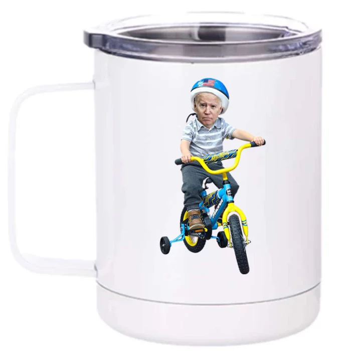 Baby Joe Biden On Tricycle Funny Joe Biden Bike Front & Back 12oz Stainless Steel Tumbler Cup